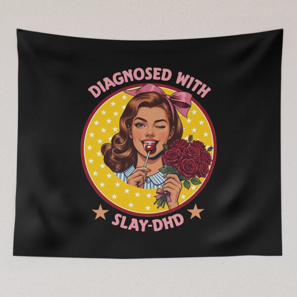 Item preview, Diagnosed with Slay-DHD Retro Girl ADHD Humor  designed and sold by SidTastic .
