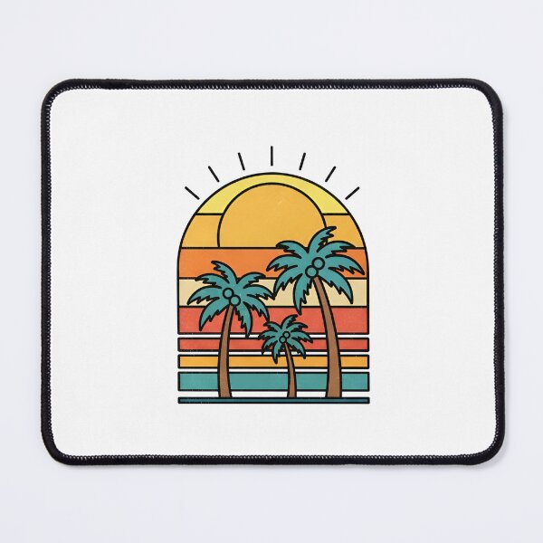 Item preview, a stylized illustration of a sunset behind three palm trees on a black background designed and sold by VerizalShop.