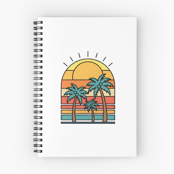 Item preview, a stylized illustration of a sunset behind three palm trees on a black background designed and sold by VerizalShop.