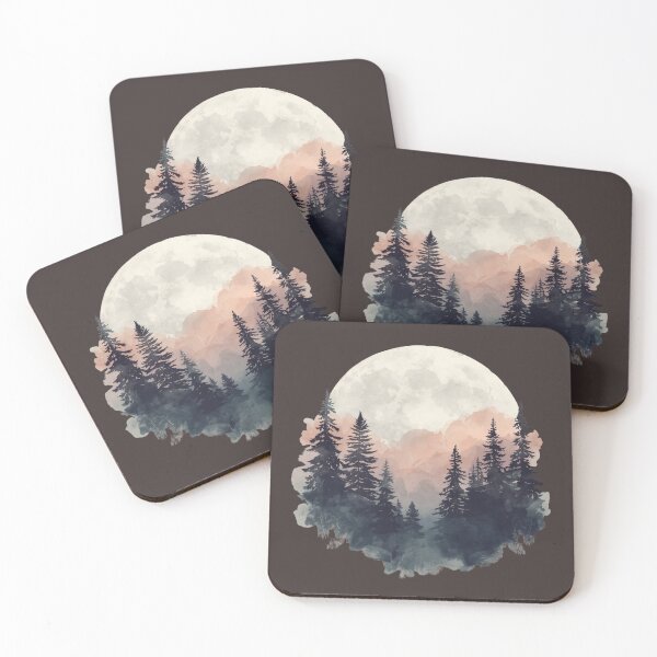 Item preview, Moon and pine trees silhouette  designed and sold by Heaven1111.