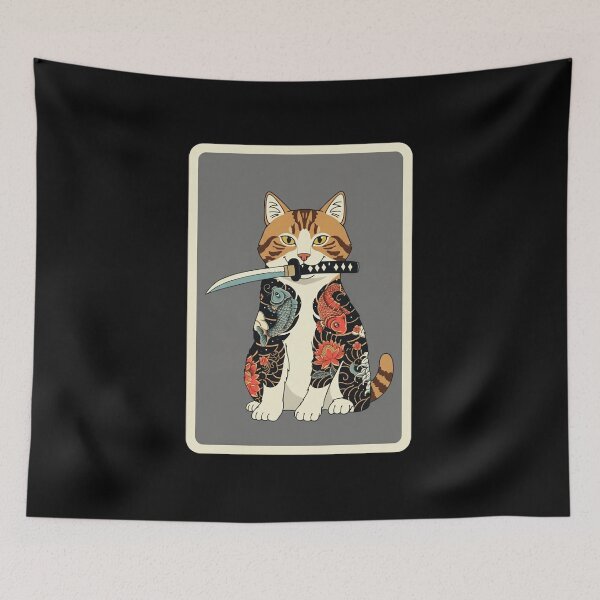 Item preview, Tattoo Cat with Katana Japanese Style Illustration designed and sold by JordynLadukeg65.
