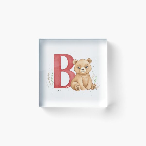 Item preview, Watercolor bear with letter B designed and sold by Motivburg.