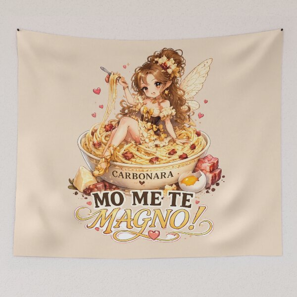 Item preview, Carbonara Fairy Desk Mat – Kawaii Italian Food Anime designed and sold by The shop of Dreams.