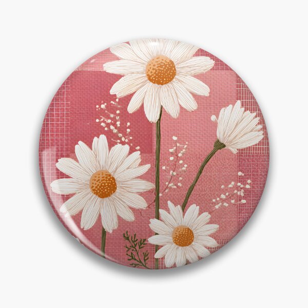 Item preview, White Daisy on Pink Patchwork Background Textured Floral Design designed and sold by daila70.