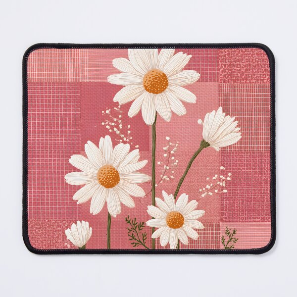 Item preview, White Daisy on Pink Patchwork Background Textured Floral Design designed and sold by daila70.