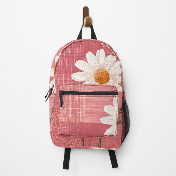 Item preview, White Daisy on Pink Patchwork Background Textured Floral Design designed and sold by daila70.