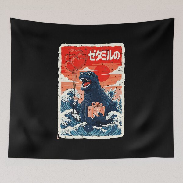 Item preview, Sea Monster Valentine Japanese Wave Cute Kaiju Love designed and sold by titanlevi.