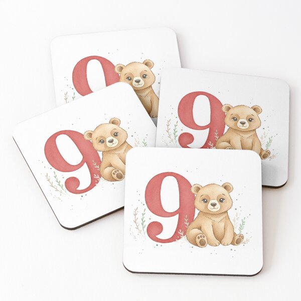 Item preview, Watercolor bear with the number 9 designed and sold by Motivburg.