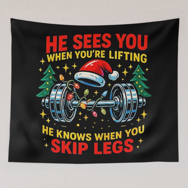 Item preview, He Sees You Lifting Funny Gym Christmas Skip Legs Joke designed and sold by eliramaison.