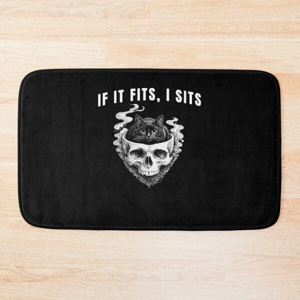 Item preview, If I Fits I Sits Black Cat Skull Gothic Dark Humor Art designed and sold by phoebelevine.