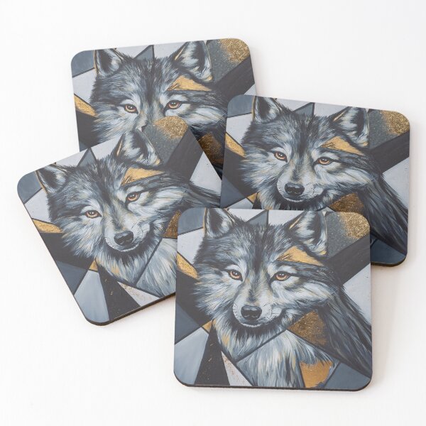 Item preview, Majestic Wolf in Black and Gold Geometric Style designed and sold by Agnieszka Gajewska art.