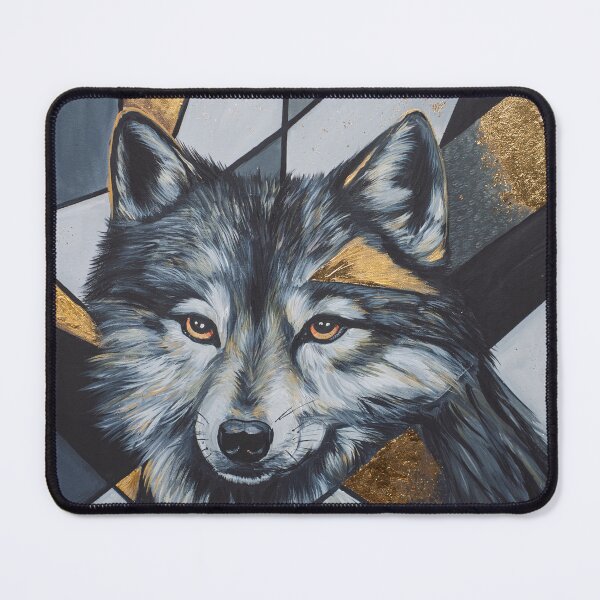 Item preview, Majestic Wolf in Black and Gold Geometric Style designed and sold by Agnieszka Gajewska art.