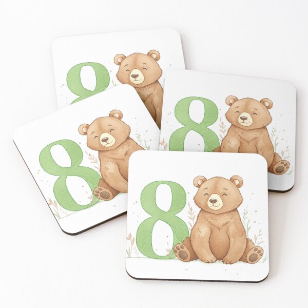 Item preview, Watercolor bear with the number 8 designed and sold by Motivburg.