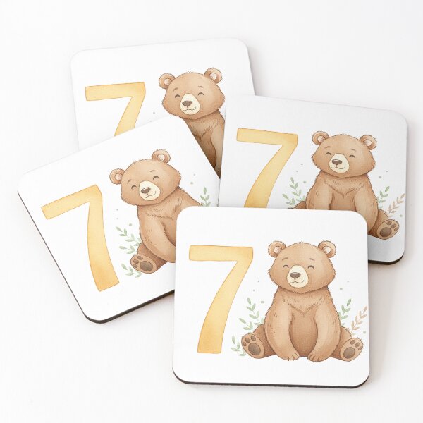 Item preview, Watercolor bear with the number 7 designed and sold by Motivburg.
