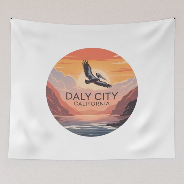 Item preview, Daly City California: Sunset Pelican - Coastal Wildlife Illustration designed and sold by CircinusStore.