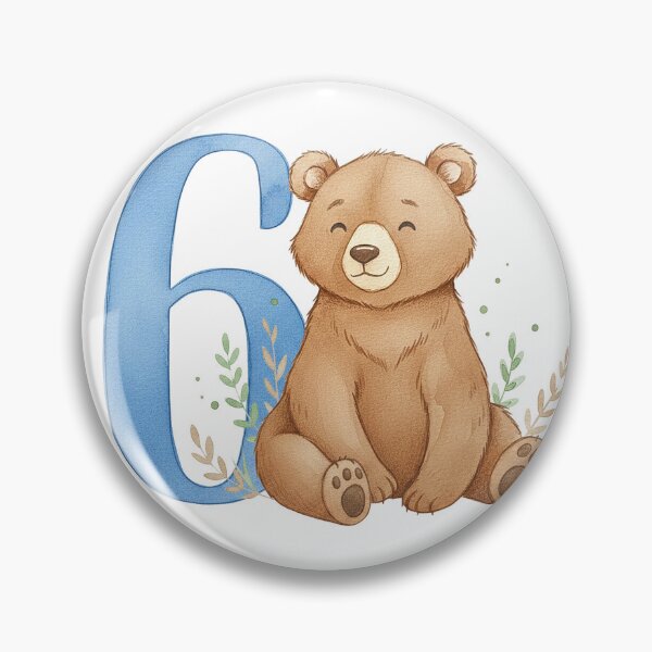 Item preview, Watercolor bear with number 6 designed and sold by Motivburg.
