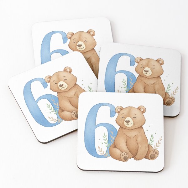Item preview, Watercolor bear with number 6 designed and sold by Motivburg.