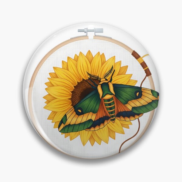 Item preview, Embroidery Hoop Sunflower Moth designed and sold by pumsquare.