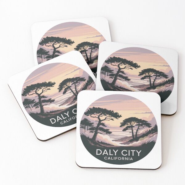 Item preview, Daly City California: Coastal View – Pastel Hills and Ocean Illustration designed and sold by CircinusStore.
