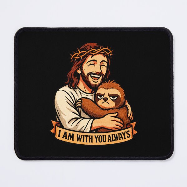 Item preview, Matthew 28:20 I am with you always Jesus Hugging Grumpy Sloth designed and sold by plushism.