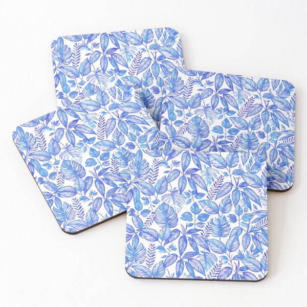 Item preview, Blue linear leaves pattern designed and sold by Aquarius8.