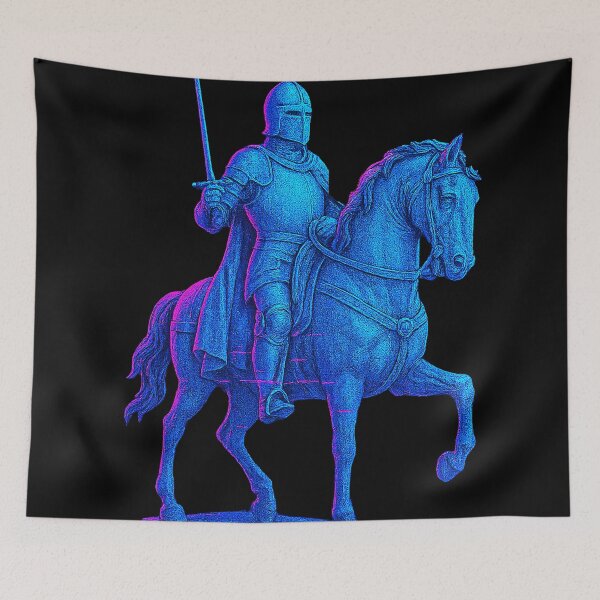 Item preview, Cybernetic Neon Knight: 8-Bit Stippled Glitch Warrior designed and sold by A E S T H E T A T A G.