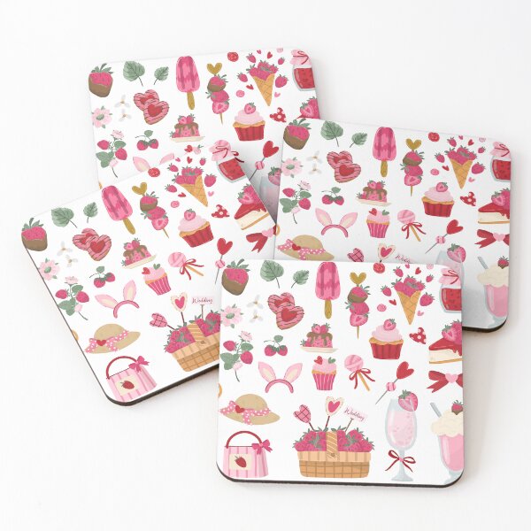 Item preview, Strawberry Clipart Set – Cute Pink Dessert, Cake, Flowers and Romantic Elements designed and sold by NelenaArt.