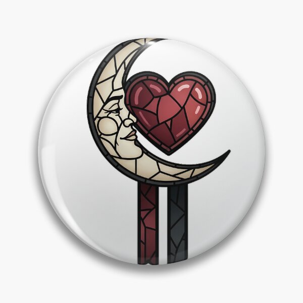 Item preview, Stained Glass Heart Moon designed and sold by IllumeInk.