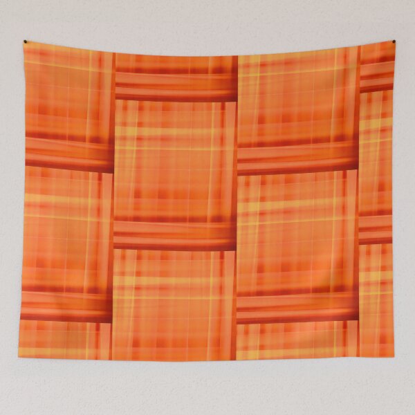 Item preview, Vibrant Orange Grid - Abstract Geometric Light & Texture Pattern Art designed and sold by AbulailArt.