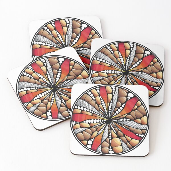 Item preview, Circular abstract doodle in warm tones designed and sold by Doodleofnono.