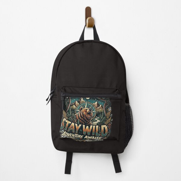 Item preview, Stay Wild | Retro Adventure Bear & Mountain Nature Emblem designed and sold by coolstuff87.