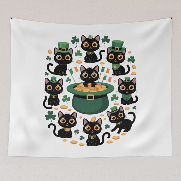 Item preview, Shamrock Irish Black Cat Saint Patrick's Day Cute Cat Kitty designed and sold by EllenJast.