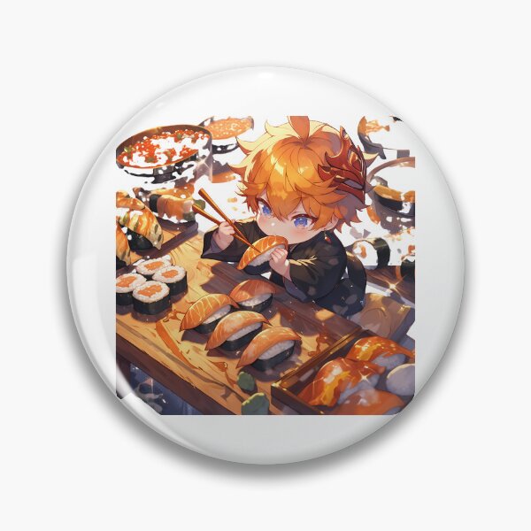 Item preview, Tartaglia Childe Genshin Impact Chibi Sushi Crunch designed and sold by Spraykart.