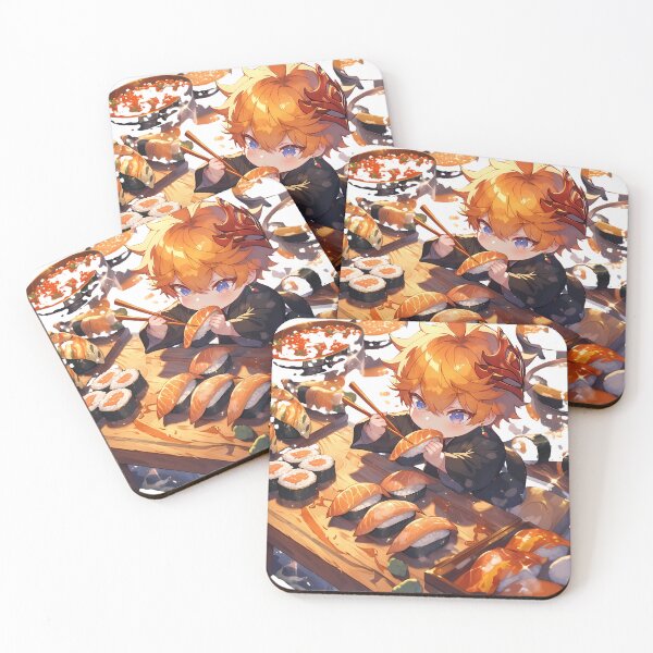 Item preview, Tartaglia Childe Genshin Impact Chibi Sushi Crunch designed and sold by Spraykart.