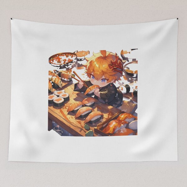 Item preview, Tartaglia Childe Genshin Impact Chibi Sushi Crunch designed and sold by Spraykart.