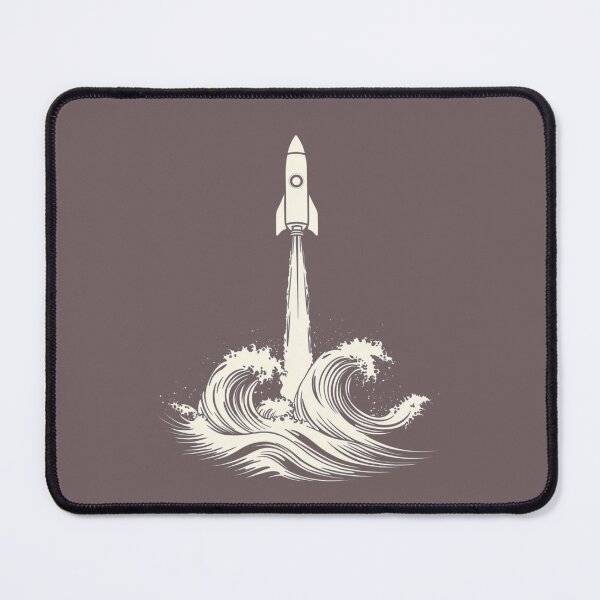 Item preview, Rocket Launch Over Ocean Waves – Minimal Space Aesthetic Retro Rocket designed and sold by Golden Blaze Studio.