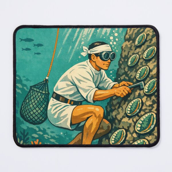 Item preview, KOREA HAENAM - Male Korean Sea Diver Retro Vintage Poster designed and sold by KOREA-HAENAM.