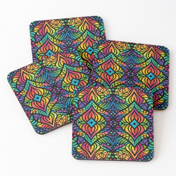 Item preview, Rainbow Gemstone Mandala - Psychedelic Mosaic Geometric Pattern designed and sold by myforestfog.