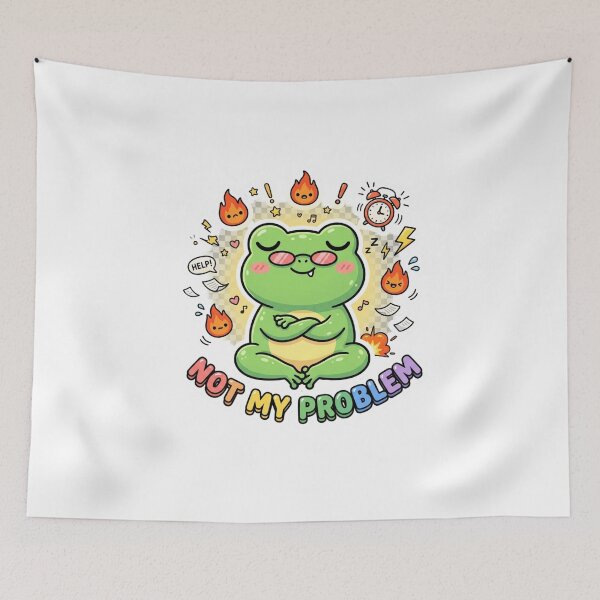 Item preview, Not My Problem Frog Sticker | Cute Unbothered Kawaii Chibi Frog  Meme Sticker | Funny Sarcastic Laptop Water Bottle Sticker designed and sold by Velmora Studio.