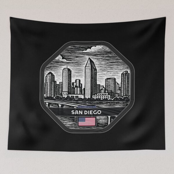 Item preview, San Diego USA Linocut Style  designed and sold by Thistle-TShop.
