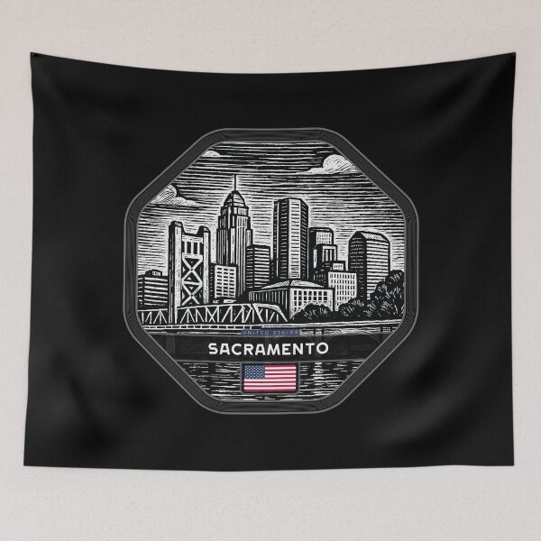 Item preview, Sacramento USA Linocut Style  designed and sold by Thistle-TShop.