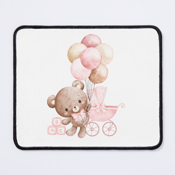 Item preview, cute pink teddy holding baloons designed and sold by Moonland21.