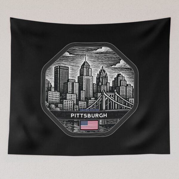 Item preview, Pittsburgh USA Linocut Style  designed and sold by Thistle-TShop.