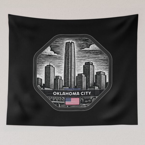 Item preview, Oklahoma City USA Linocut Style  designed and sold by Thistle-TShop.