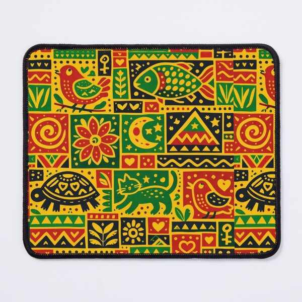 Item preview, African Safari Patchwork - Folk Art Animals and Tribal Symbols designed and sold by myforestfog.