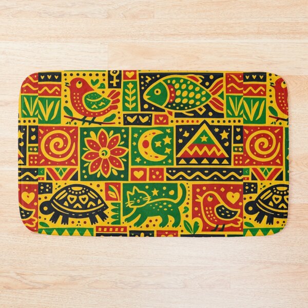Item preview, African Safari Patchwork - Folk Art Animals and Tribal Symbols designed and sold by myforestfog.