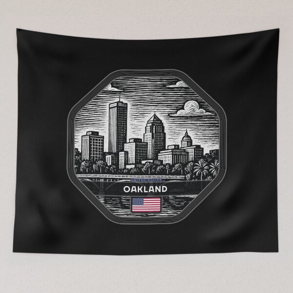 Item preview, Oakland USA Linocut Style  designed and sold by Thistle-TShop.