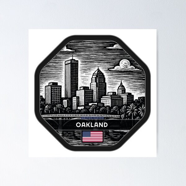 Item preview, Oakland USA Linocut Style  designed and sold by Thistle-TShop.