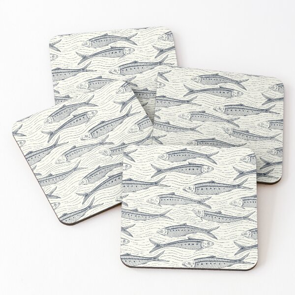 Item preview, Modern Nautical - Sardines in Motion/ navy and ivory designed and sold by Katerina Mitkova Kirilova.