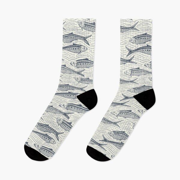 Item preview, Modern Nautical - Sardines in Motion/ navy and ivory designed and sold by Katerina Mitkova Kirilova.